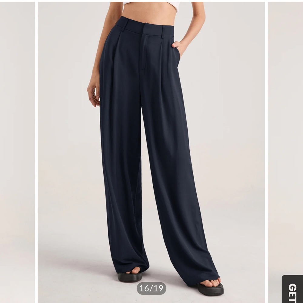 COMMENSE High rise pleated oversized trousers Small Navy - Picture 4 of 7